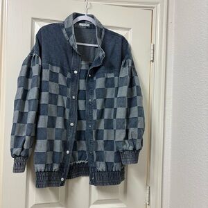 Double Take Denim Checkered Jacket